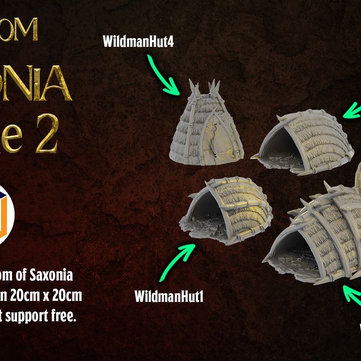 Wildman Huts ~ Kingdom of Saxonia: Volume 2| 28mm Tabletop Gelände | Conquest Creations