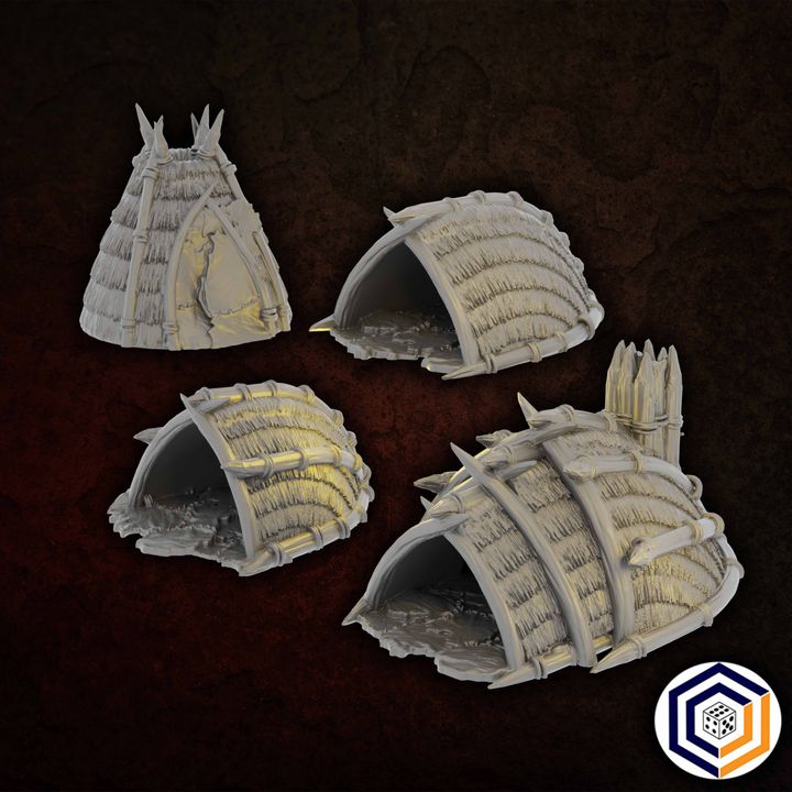 Wildman Huts ~ Kingdom of Saxonia: Volume 2| 28mm Tabletop Gelände | Conquest Creations