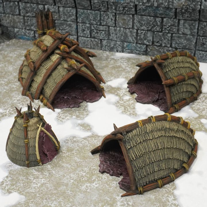 Wildman Huts ~ Kingdom of Saxonia: Volume 2| 28mm Tabletop Gelände | Conquest Creations