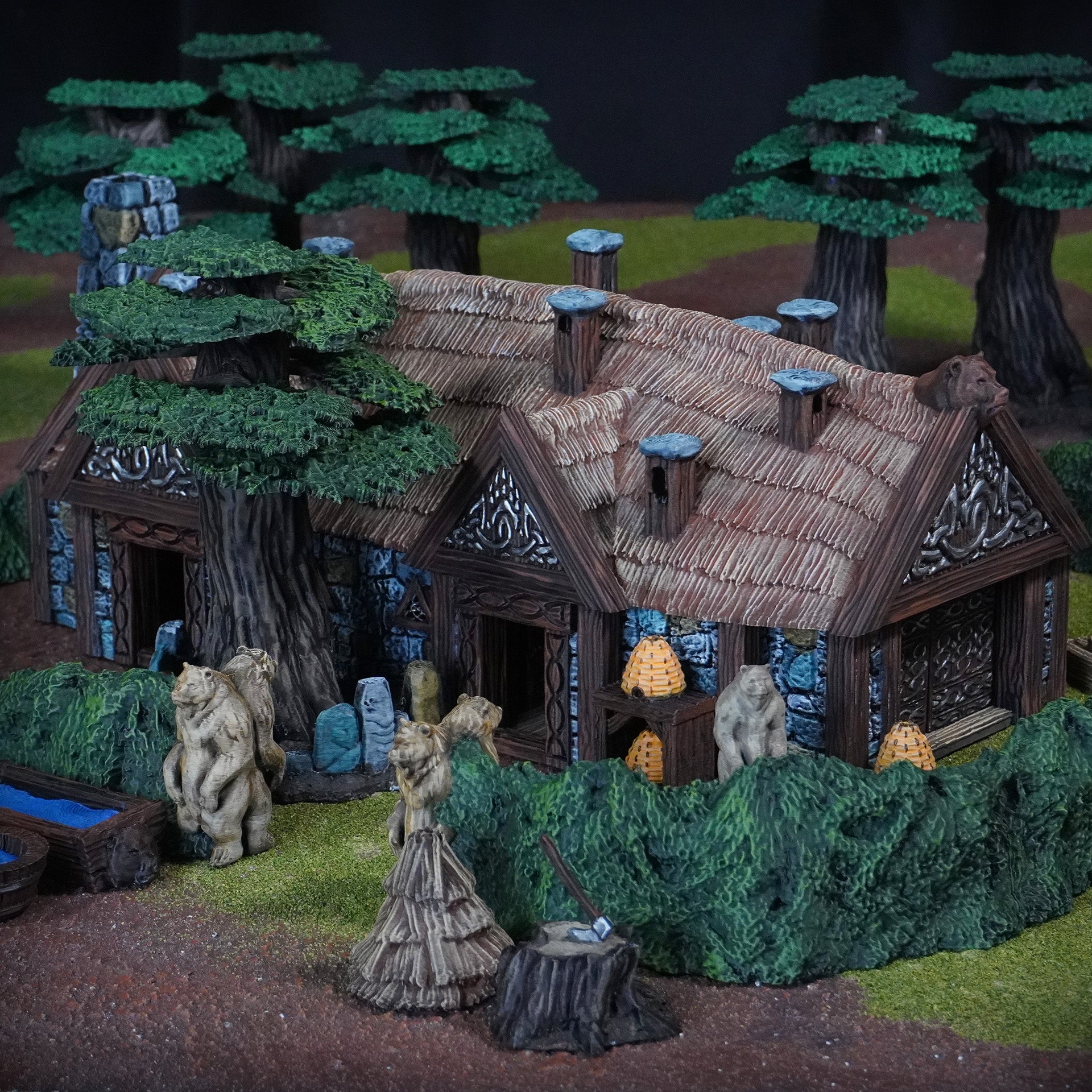 Terrains de jeu de plateau - Royaume des Seigneurs Ours (Beorns Hütte) - Conquest Creations - MESBG Fantasy - Herr der Ringe - DnD - Pathfinder