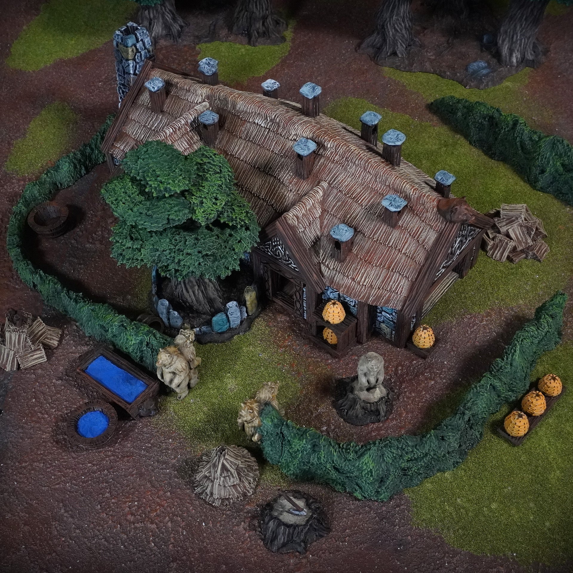 Terrains de jeu de plateau - Royaume des Seigneurs Ours (Beorns Hütte) - Conquest Creations - MESBG Fantasy - Herr der Ringe - DnD - Pathfinder