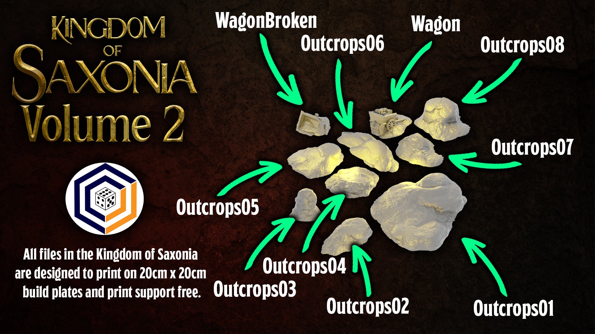 Rocky Outcorps Scatter | Kingdom of Saxonia  Volume 2 | 28mm Tabletop Gelände | Conquest Creations